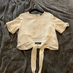 White Tie Back Crop Top Blouse